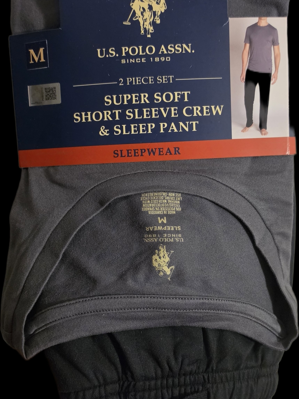 U.S. Polo Assn. Men's Two-Piece Short Sleeve Crew & Sleep Pant - Gray/Black